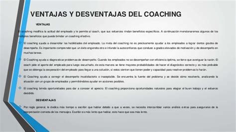 ventajas y desventajas del coaching.